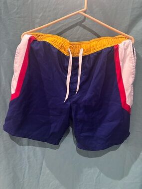 Men's Navy Blue Colorblock Swim Trunks my hero academia